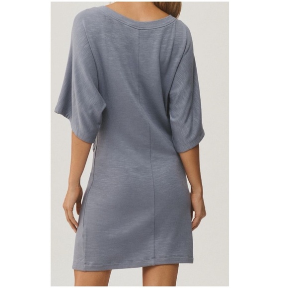 New Daily Practice Anthropologie Side Twist Tee Dress Grey Mini T-shirt Anthro - Picture 4 of 6